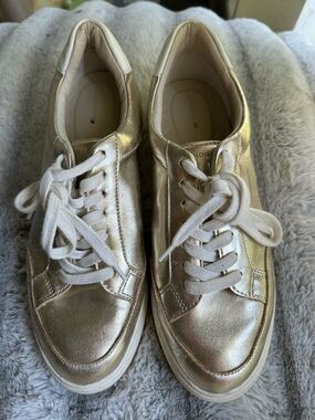 Birdies The Cardinal Orbit Womens Sneakers Gold Leather Low Top Size 41